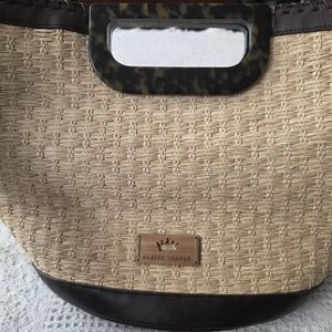 Elaine Turner Beige & Brown Woven Tote Bag